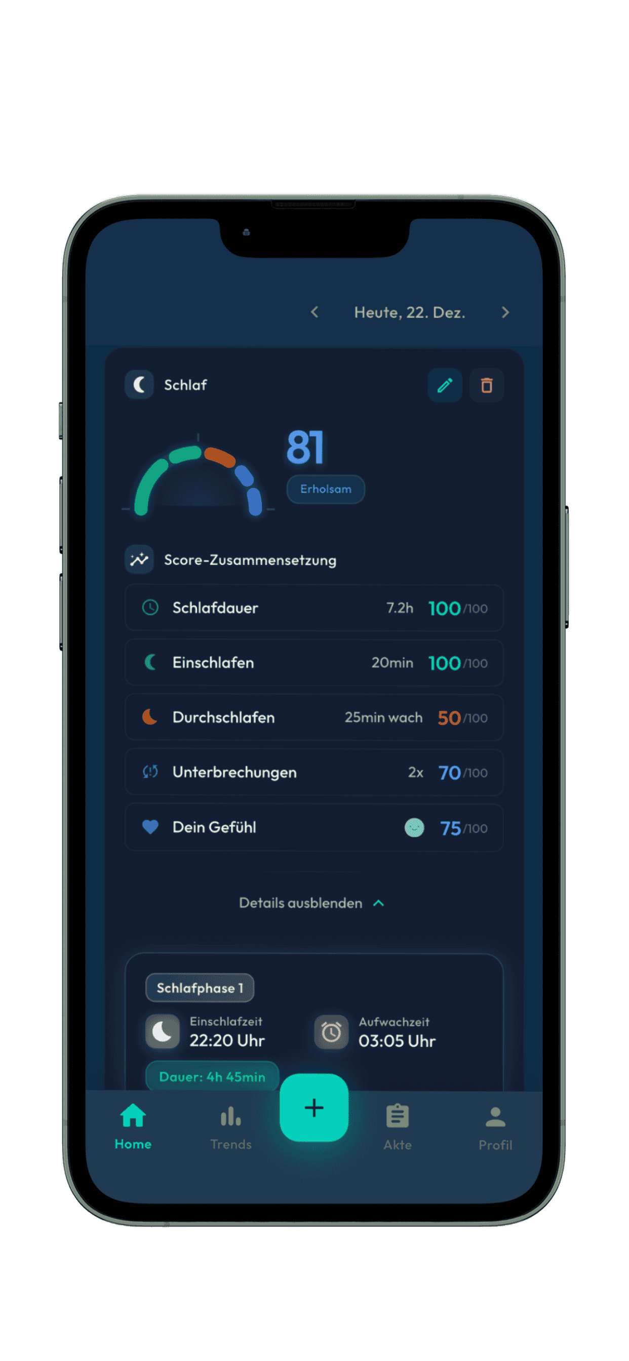 Elara sleep score screen